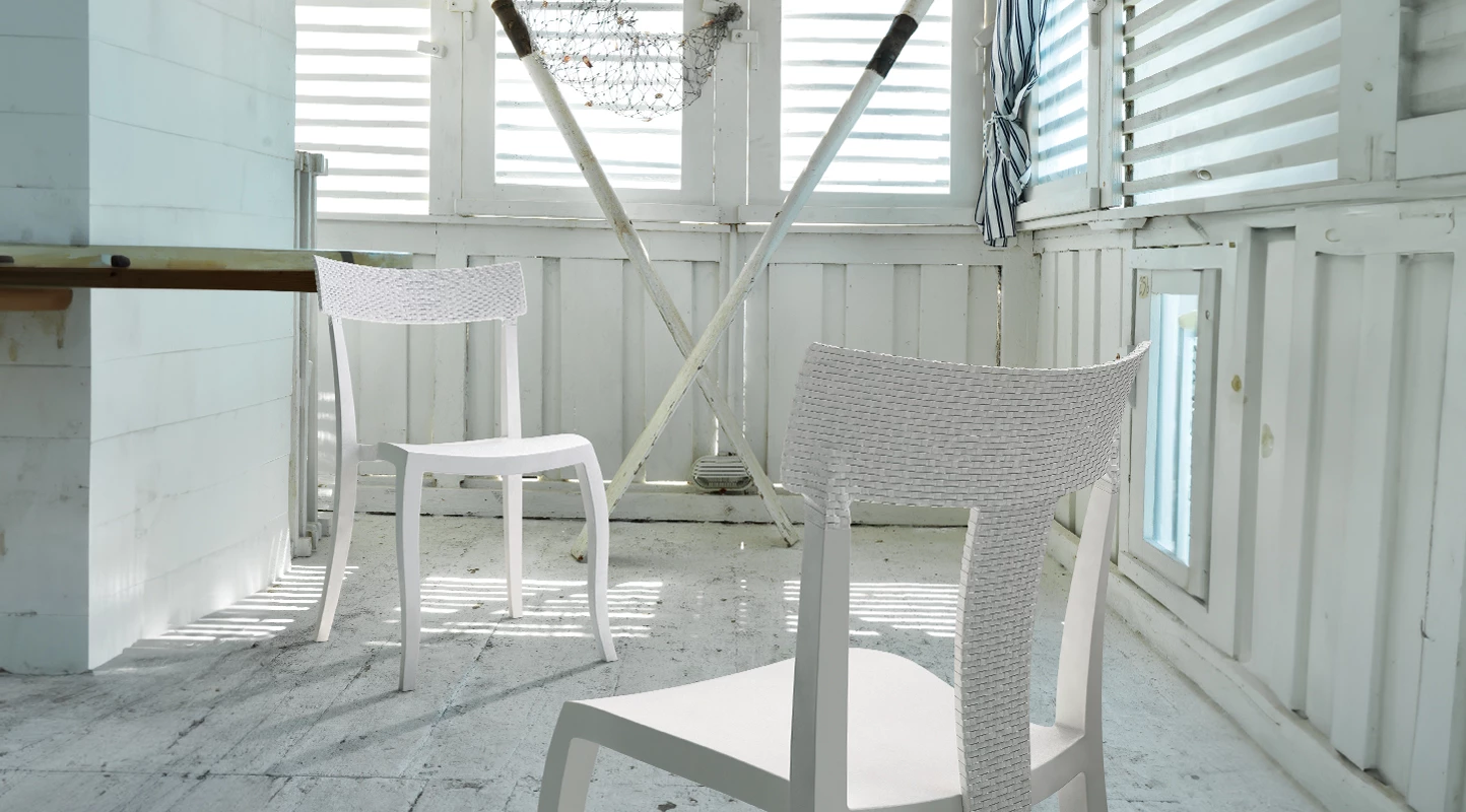 Rattan Chair Outdoor Garden White Stackable