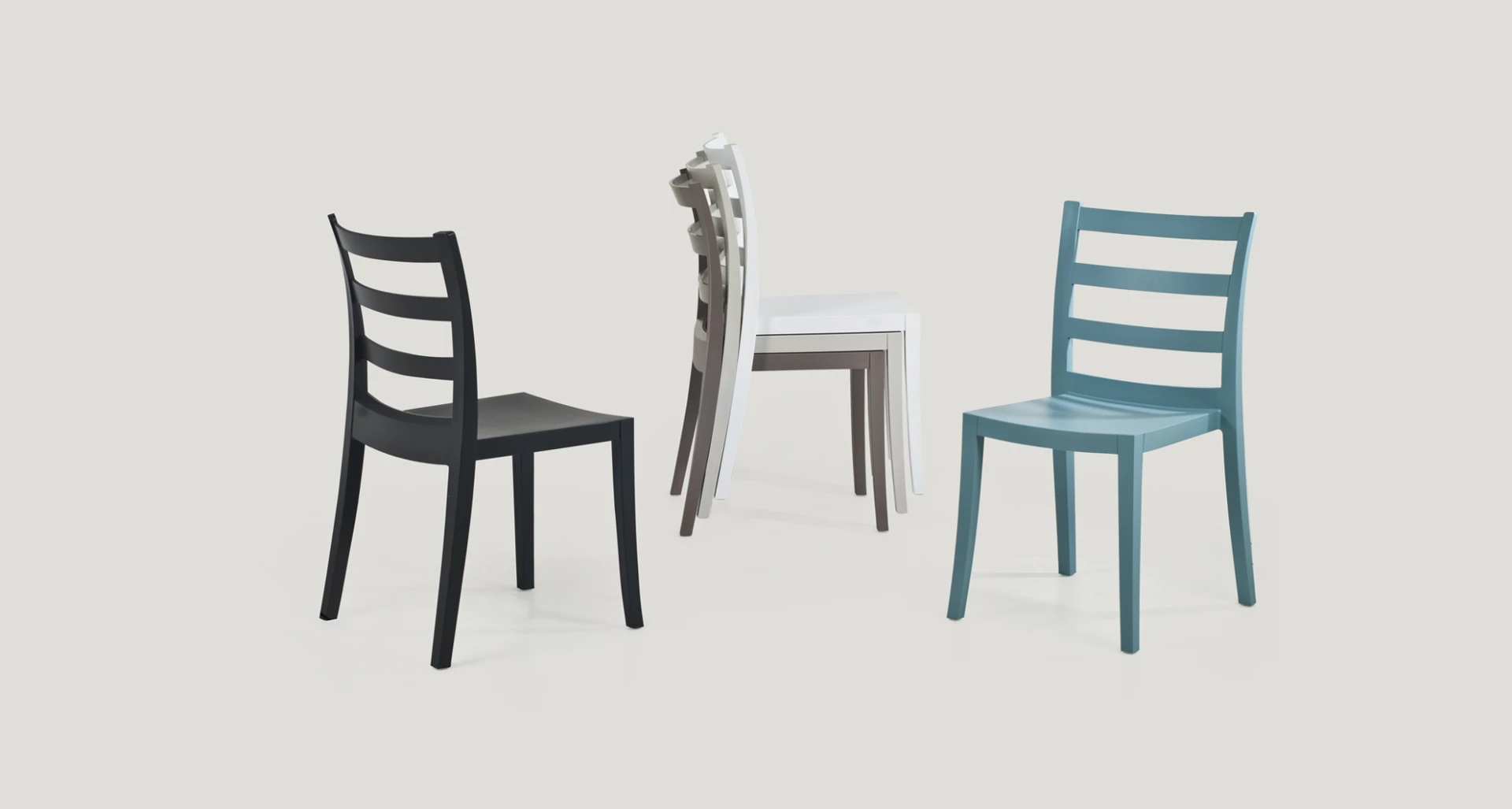 Stackable Polyproylene White Chair Blue Black