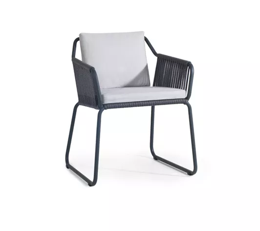 Sled Cord Metal Armchair Chair Grey Restaurant