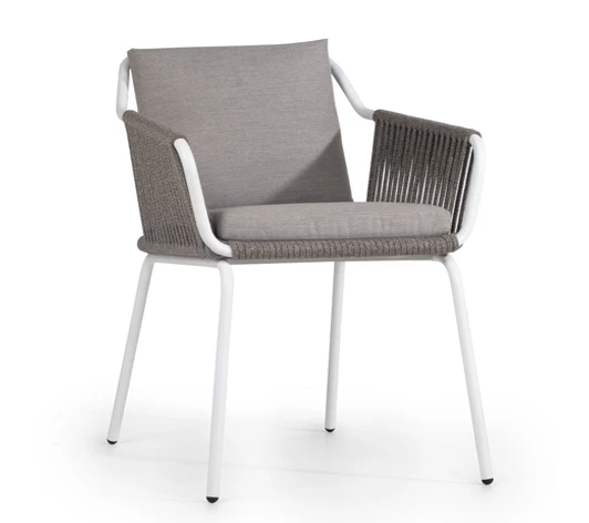 Cord Metal Armchair Chair White Brown Restaurant 