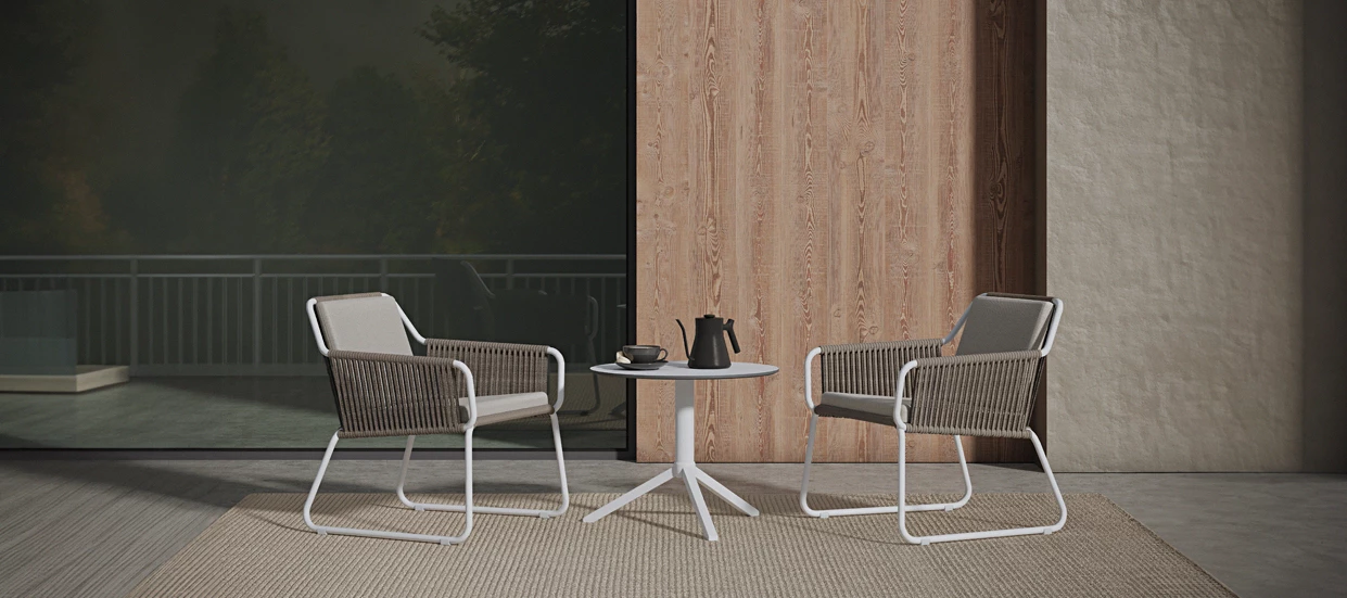 Taupe Cord Chair Metal Outdoor Lounge