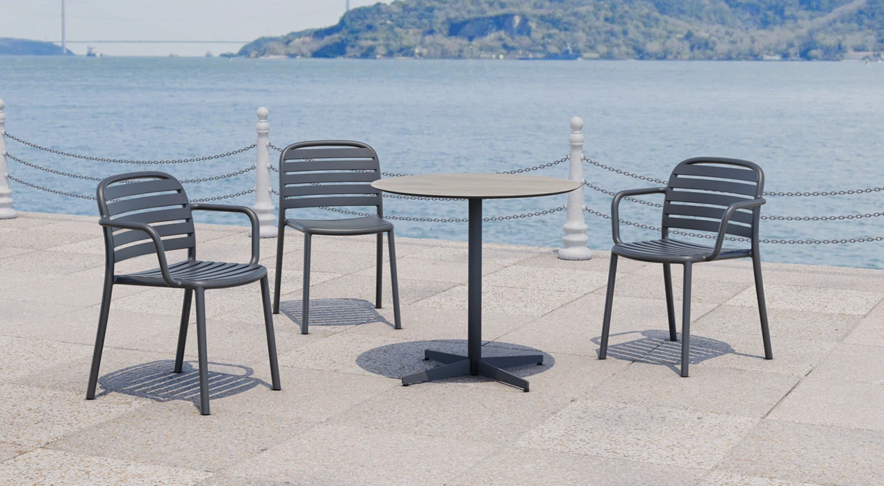 Tarabya Grey Papatya Plastic Chair Outdoor