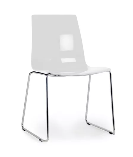 Shiny White Chair Chrome Leg