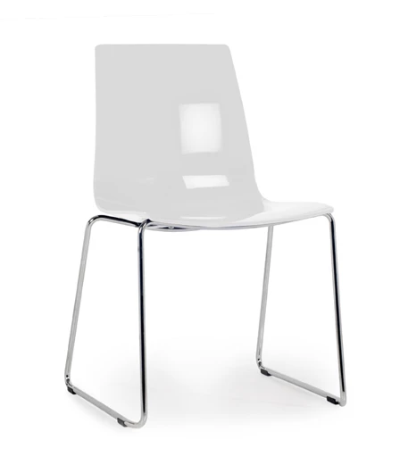 Shiny White Chair Chrome Leg