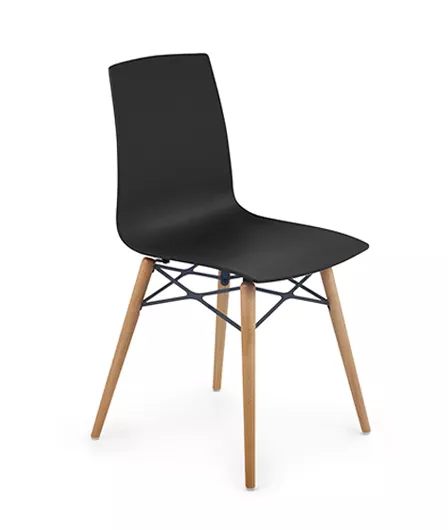 Black Chair Wood Beech Home Polyproylene